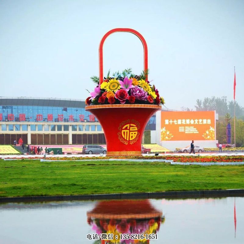 海边大型摆件玻璃钢创意大花篮雕塑 海边大型摆件玻璃钢创意大花篮雕塑